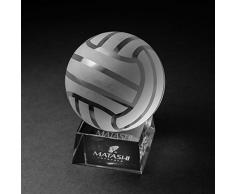 Matashi Kristall-Briefbeschwerer für Schreibtisch mit geätztem Volleyball Ornament und Trapez-Basis, Heimdekoration, Geschenk für Studenten, Freund, Lehrer, Klassenkameraden, Weihnachten, Geburtstag, Erntedankfest