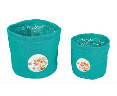 Pflanzkörbe aus Jute, 2 Stück, türkis, Durchmesser ca. 17 und 13 cm