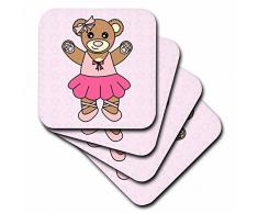 3dRose CST_15392_3 Niedliche Ballerina Teddybär Keramik Fliesenuntersetzer (4 Stück)