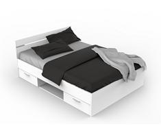 MICHIGAN Bett mit 2 Schubladen, Holz, weiß, 140 x 200 cm