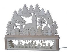 SchwibboLa KB 10-110 Erzgebirgischer Doppelt Beleuchteter Schwibbogen inklusive Erhöhung mit Zertifizierung, 52 x 42 cm 10-110