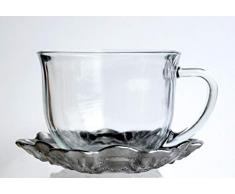 Red Pomegranate 6605-2 LACE Tasse und Untertasse, glas, schwarz/silber