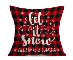 Kissenbezug für Sofakissen, Motiv Büffel, kariert, Baumwolle, Leinen, 45 x 45 cm, Rot/Schwarz 18 x 18 01