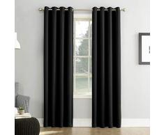 Sun Zero Durchsichtiger Vorhang mit Schlaufen 54 x 63 Panel schwarz