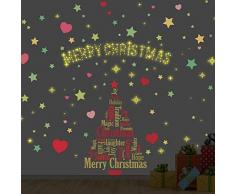 Wallflexi Weihnachtsdekorationen Wandaufkleber Magische Weihnachtsbaumdekorationsset Wandbilder, Wandsticker, Wohnzimmer, Kinder, Kinderzimmer, Schule, Restaurant, Café, Hotel, Zuhause, Büro, Dekoration, mehrfarbig