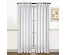 Ruthys Textile Vorhang – 2 x 96,5 x 213,4 cm Paneele mit Stangen-Taschen, marokkanisches Spalier Bestickte Voile-Vorhänge – für Schlafzimmer, Wohnzimmer oder Esszimmer Fenster weiß