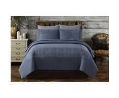 Cottage Classics Bordüre aus Baumwolle Bestickt Bettbezug-Set King blau