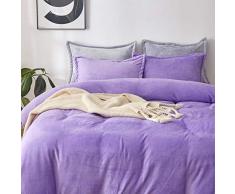 Uozzi Bettwäsche aus Flanell King (1 Duvet Cover+2 Pillowcases) violett