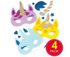 Baker Ross Masken-Sets „Einhorn“ für Kinder zum Gestalten und Dekorieren – Kreatives Bastelset für Kinder (4 Stück)