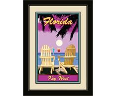 Northwest Art Mall jk-5679 mfgdm acpp Key West Florida Adirondack Stühle Palmen Punch gerahmtes Wandbild Art von Künstler Joanne Kollman, 33 x 40,6 cm