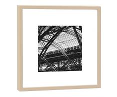 COGNOSCO RH-27-B100 Fotografie im Holzrahmen: Hauptbahnhof Fotodruck-Format 27 x 27 cm-Rahmenfarbe beige-Hochwertiges Wandbild, Geschenkidee oder Souvenir aus Leipzig, Holz, Schwarz-Weiß, Rahmen