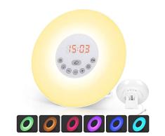Generic 6638D Wecker Wake Up Light Lichtwecker, mit 7 Wecktöne, 7Farben, 10Dimmstufen (Neue Version)