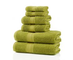 Superior gekämmte Baumwolle 6 TLG. Set 6 Handtuch Modern Two Bath Towels 27 x 54, Two Hand Towels 16 x 30, Two Face Towels 13 x 13 Grün Essence