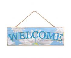GiftWrap Etc. Geschenkpapier usw. Willkommensschild aus Holz, Motiv: Frühlingsgänseblümchen, 38,1 x 12,7 cm, himmelblau, für Veranda, Sommer, Kranz, Girlande, Büro, Haus, Küche, Schule, Weihnachten