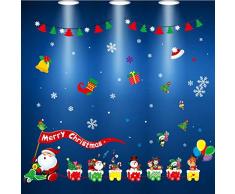 RICHEN Richchen Weihnachtsdekoration, Fensteraufkleber, Schneemann, Schneeflocke, Weihnachtsmann, Rentier und viele andere Ornamente Partyzubehör, statische Aufkleber für Glasfenster Stil B