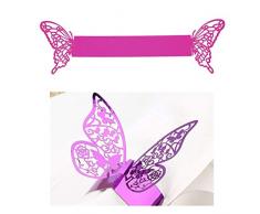 Pi-Pi 100 Stück 3D Schmetterling Papierservietten Ringe Hochzeit Party Serviette Tischdeko Restaurant violett