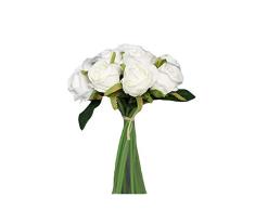 Packozy Blumenstrauß aus Viskose, 12 Köpfe, Hochzeit, Blumenstrauß, Dekoration für Familie, Garten, Party, Hochzeit, 2 Stück weiß