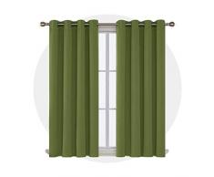 Deconovo Gardinen Thermo Vorhänge Blickdicht, Apfelgrün, 138x140