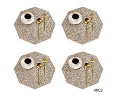 ELEG Platzsets aus gepresstem Vinyl, achteckig, rutschfest, wasserfest, für Esstisch Gold