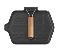 Home 728150 Grillpfanne mit Griff, Gusseisen, rechteckig, 22.5 x 35 cm