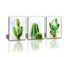 hongwu Arts Ölgemälde Art Wand modernes Giclée-Bedruckte Leinwand Sukkulente grün Pflanzen Kaktus Bilder Home Office Dekoratives Blumenmuster Kunstwerke gespannt und gerahmt 12x16inch(30x40cm) A-multicolor