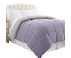 TUP The Urban Port Genoa Queen Size Bettdecke, gesteppt, wendbar, Violett / Grau