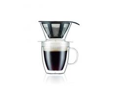 Bodum K11872-10TR Pour Over Set Kaffeefilter einzeln und Thermobecher aus Kunststoff doppelwandig, 0,35 l