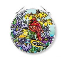 Amia Songbird Nachbarn, handgemaltes Glas Suncatcher, 17,8 cm hoch, 42224