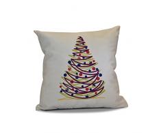 E by design PHGN700WH1PP2-18 Kissen Oh Christmas Tree Christbaum, 45,7 x 45,7 cm, Violett