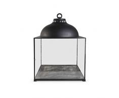 K&K Interiors 15803A Laterne, quadratisch, Metall, Glas, ca. 73,7 cm, Schwarz
