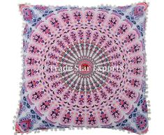 Trade Star Exports 26 x 26 Euro Kissenbezug, dekorative Mandala-Kissenbezug, große Meditationskissen, Ethnische Baumwolle 26 X 26 Pattern1