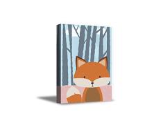 Awkward Styles Fox Bedruckte Leinwand Art Wald Raumdekoration Kinder Poster Wandbild Kunst Fuchs Baby Room Decor 8 x 12