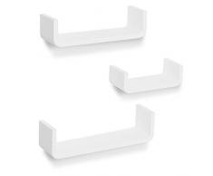 Americanflat weiße schwebende Regale – U-förmig – Wandmontage – 3er-Set – Ausstellungsleiste für Schlafzimmer, Badezimmer, Wohnzimmer, Küche und Büro