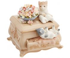 COSMOS 80043 – Feines Porzellan Kätzchen und Kommode Musical Figur, 4–1/2