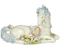 COSMOS 80076 feines Porzellan Einhorn mit Fee Musical Figur, 20,3 cm