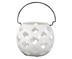 Benzara Porzellan Kugellaterne mit Cutout klein weiß Kerzenhalter One Size