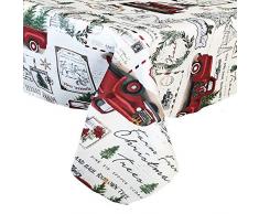 Newbridge Pine Hill Tischdecke, Weihnachtsbaum, Bauernhof, Stoff, Nostalgie, Retro-Weihnachten, Bauernhof-Druck, bügelfrei und fleckenabweisend, Stoff-Tischdecke, Servietten, Platzsets und Tischläufer Landhausstil 52 x 70 Oblong/Rectangle Farm Fresh