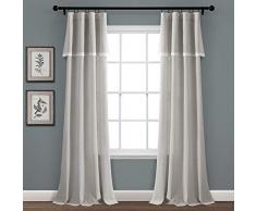 Lush Decor Vorhang, Spitze, 213 x 96,5 cm, Dunkles Leinen, 1 Paar Panel Pair, 84 x 38 hellgrau