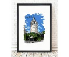 Bonamaison dekorativ 100% Mdf Malerei für Startseite,Gemälde für Wohnzimmer, Kunstdruck für Küche, Gerahmte Bilder für Schlafzimmer 24X29 Cm, 1 Stück - Hergestellt in der Türkei