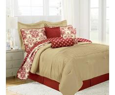 Mytex Patina 10-teiliges Schmusetuch Set reich und luxuriös, Featuring, Faltenstruktur, Paisleymuster, Bettrock inklusive, 100% Polyester, Rot, Queen