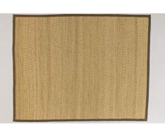 Solo Rugs Au Naturale Teppich, mit braunem Rand, flachgewebt, handgeknüpft, naturfarben Rustikal 6 X 9 Natur