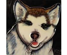 Deko-Fliese, Motiv: Husky, Keramik, 4 x 4 cm