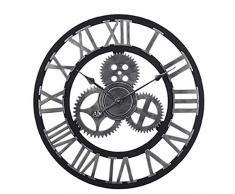 Lightinthebox Vintage 3D Wanduhr, batteriebetrieben, Landhaus-Stil, große Größe, Wanddekoration für Büro, Wohnzimmer Modern 20 x 20 (50cm x 50cm) Silber