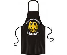 RAHMENLOS Grillschürze Grillminister Bundesgrillminister schwarz, 100% Baumwolle, Universalgröße für Erwachsene.