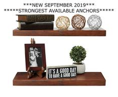 Rustic Farmhouse Premium 2-stöckiges Holzregal 61 cm Länge - schwimmende Wandregale (2 Stück), Hardware und Befestigungen im Lieferumfang enthalten 6 Depth x 24 Length x 1.5 Thick walnuss