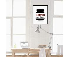 Walplus 29x36.25 cm Wandaufkleber Rahmen Nutella Spruch Abnehmbare Selbstklebend Wandbild Kunst Aufkleber Home Dekoration Wohnzimmer Schlafzimmer Büro Tapete Kinderzimmer Geschenk Schwarz Weiß