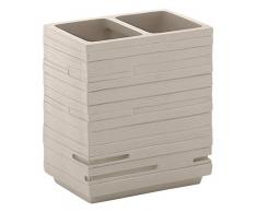 Gedy Quadrotto Zahnputzbecher, Kunstharz, tórtora, 6,5 x 10 x 11,2