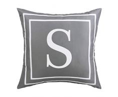 BLEUM CADE Kissenbezug, Grau mit englischem Alphabet, Überwurf, Kissenbezug, modern, quadratisch, Dekoration für Sofa, Bett, Stuhl, Auto 18 x 18 Gray S