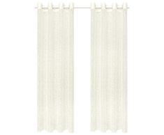 vidaXL 133137 2X Gardine Bestickt 140x175cm Beige Vorhang Fenstervorhang Dekoschal, Gewebe, Größe: 140 x 175 cm (B x H)