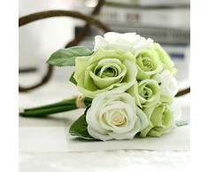 CBTsupply Künstliche Blumen Rosenstrauß Seidenblumen künstliche Rosenstrauß für Haus Garten Party Hochzeit Dekoration Geburtstag Blumen Strauß Hotel Kirche Dekor weiße Rosen Rose-1